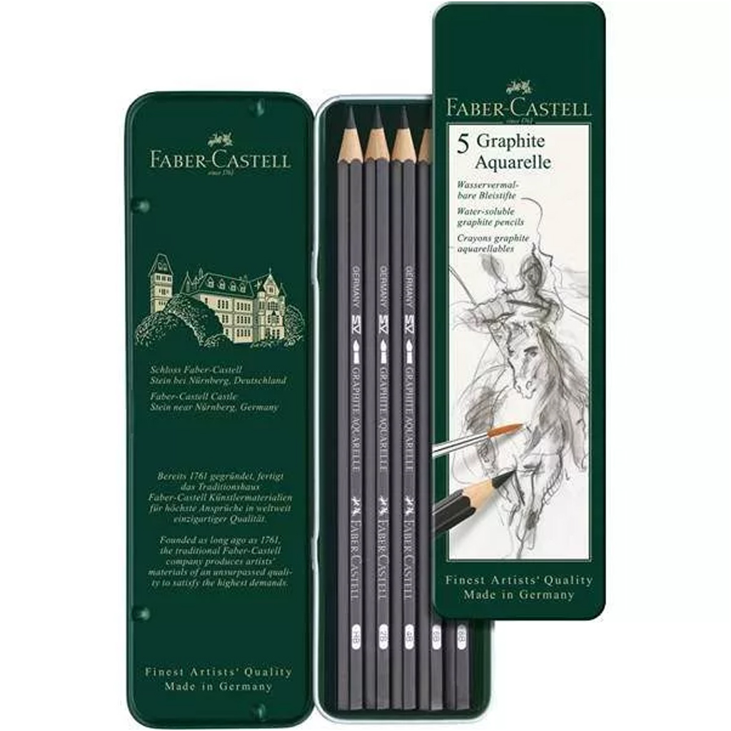 Faber-Castell: Комплект акварелни графитни моливи в метална кутия 5бр. изображение 2