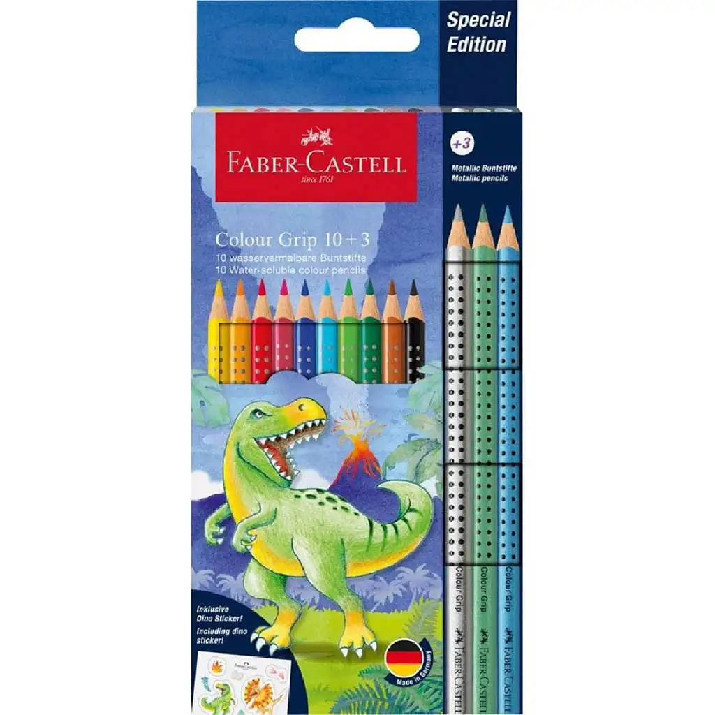 Faber-Castell: Комплект цветни моливи с динозаври Grip 10+3бр. пакет изображение 1