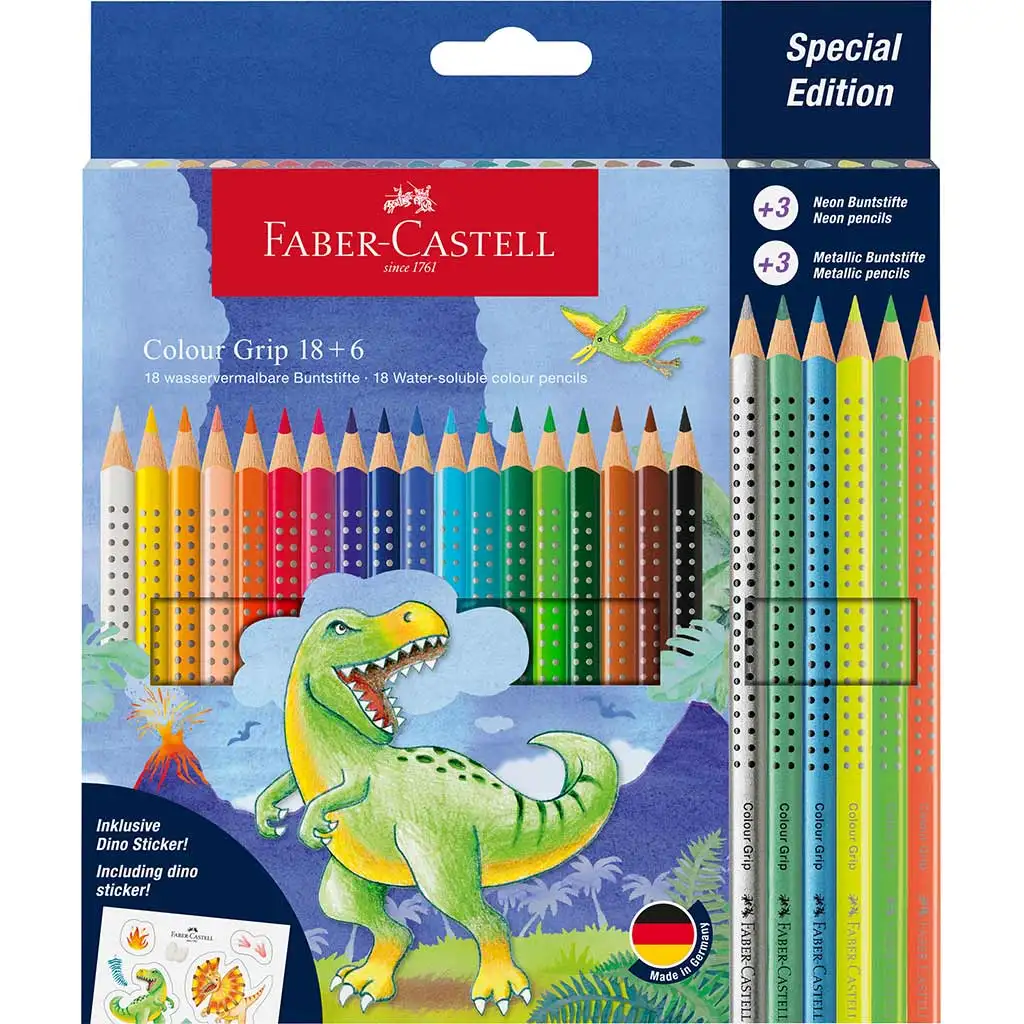 Faber-Castell: Комплект цветни моливи с динозаври Grip 18+6бр. изображение 1