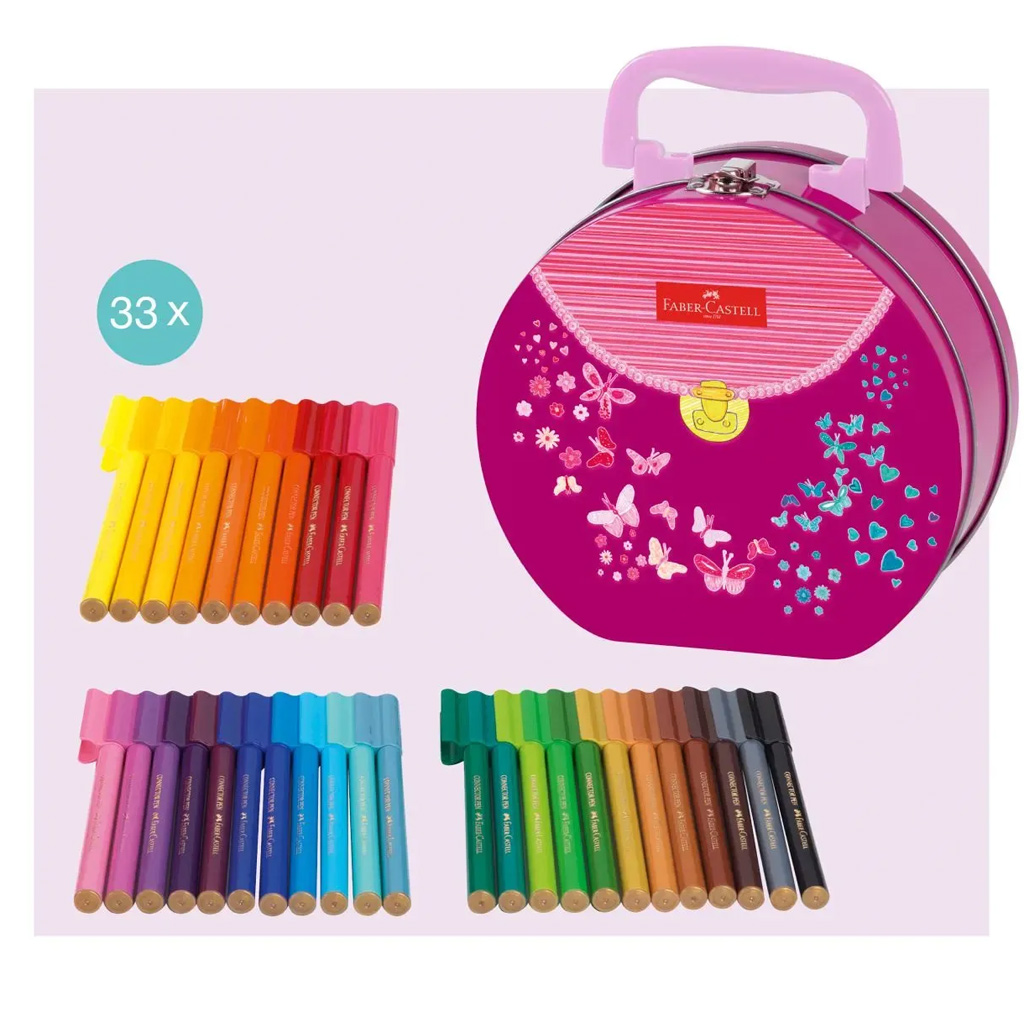Faber Castell: Комплект флумастери Connector 33бр. в метална чанта с пеперуди изображение 2
