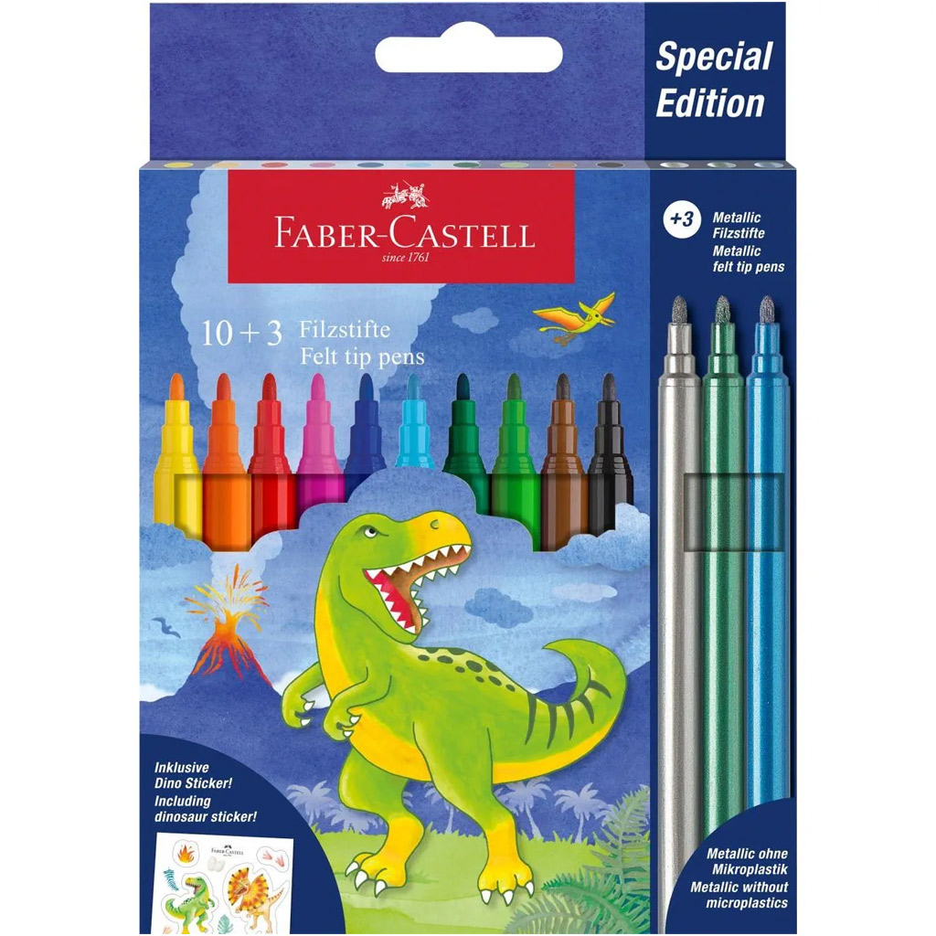 Faber-Castell: Комплект флумастери с динозаври 10+3бр. изображение 1