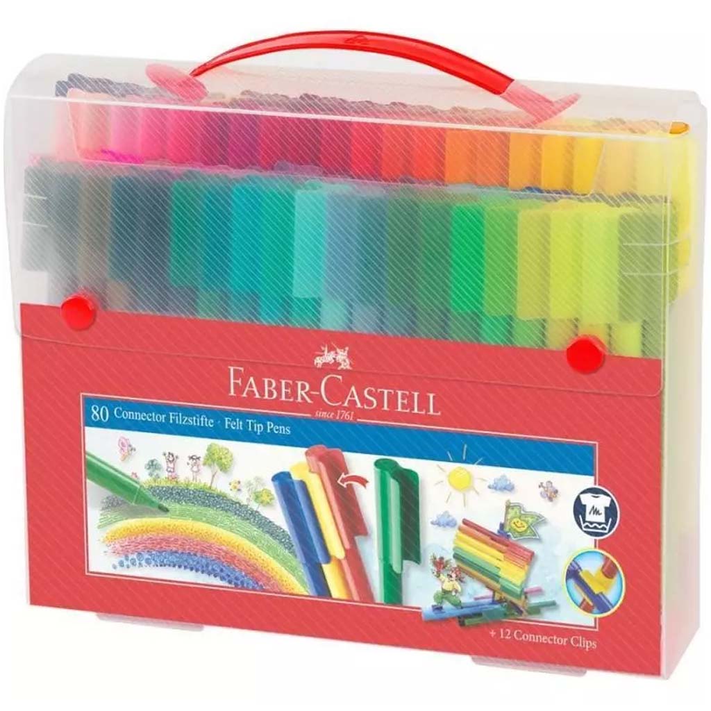 Faber-Castell: Комплект маркери Connector – комплект от 80 броя в практична пластмасова кутия изображение 1