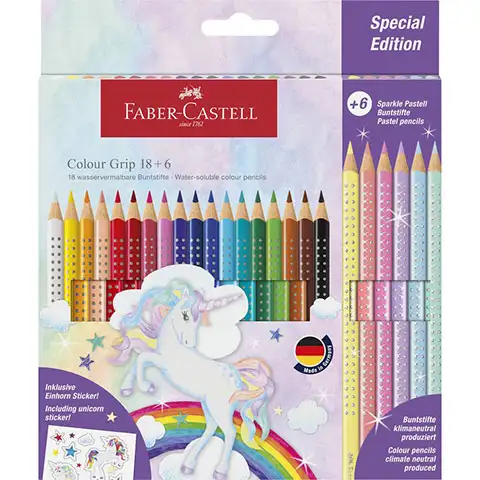Faber-Castell: Комплект от 24 цвята GRIP цветни моливи с 6 пастелни цвята изображение 1