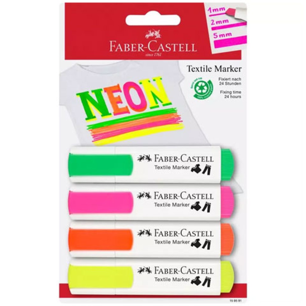 Faber-Castell: Неонов комплект текстилни маркери 4бр. изображение 1