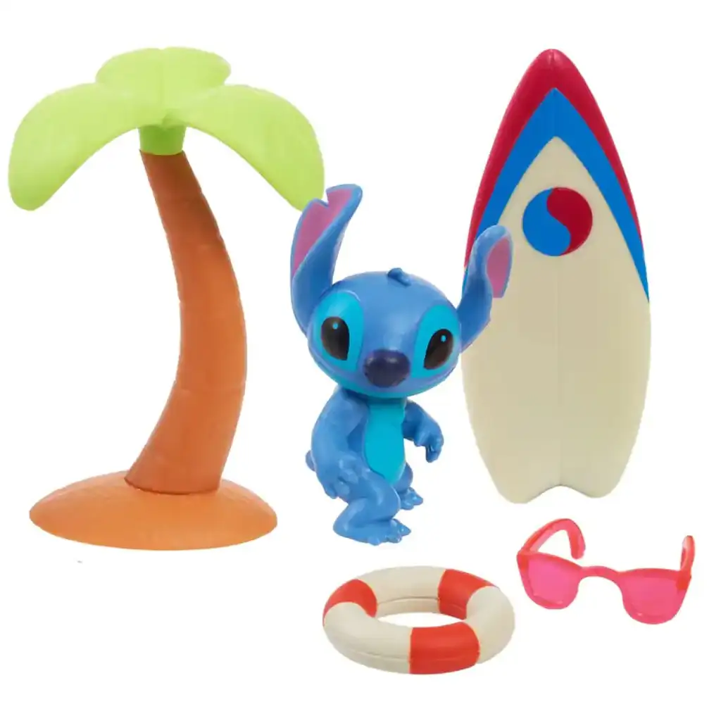 Фигура на Stitch с дъска за сърф и палма изображение 2
