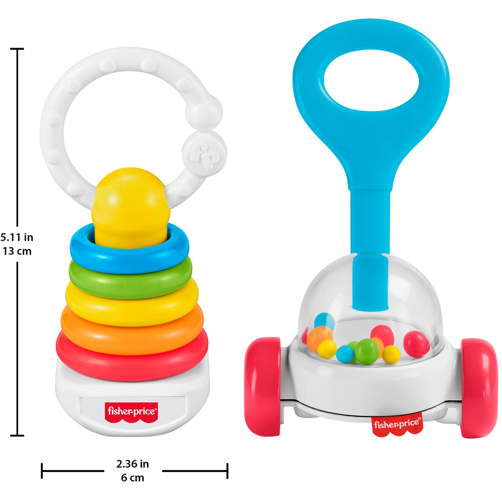 Fisher-Price: 2 броя цветен комплект дрънкалки за бебета - Mattel изображение 3