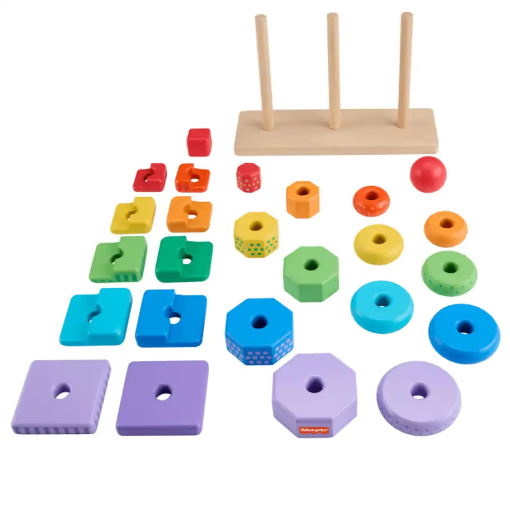 Fisher-Price Цветен сортер и строител на пирамиди - Mattel изображение 3