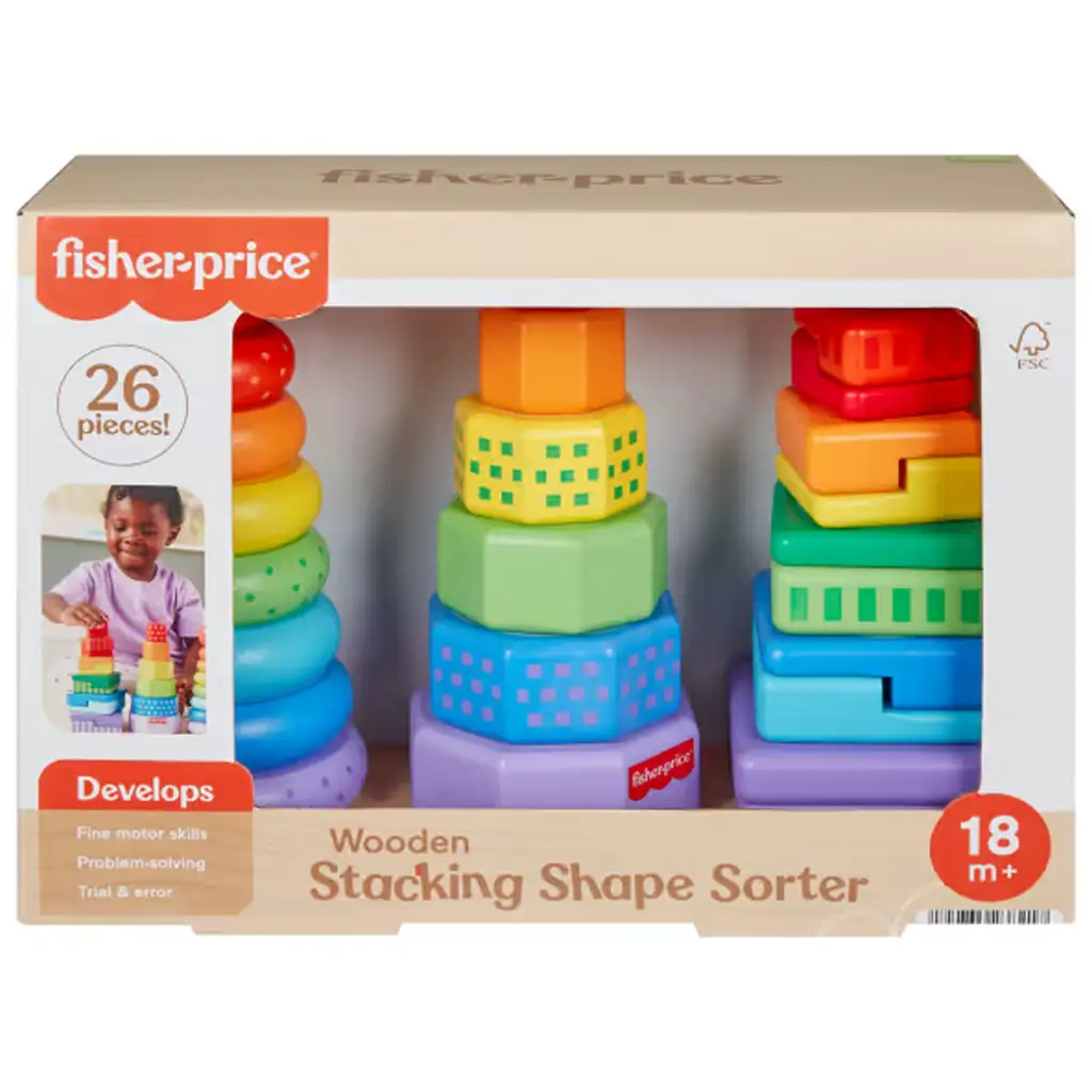 Fisher-Price Цветен сортер и строител на пирамиди - Mattel изображение 1