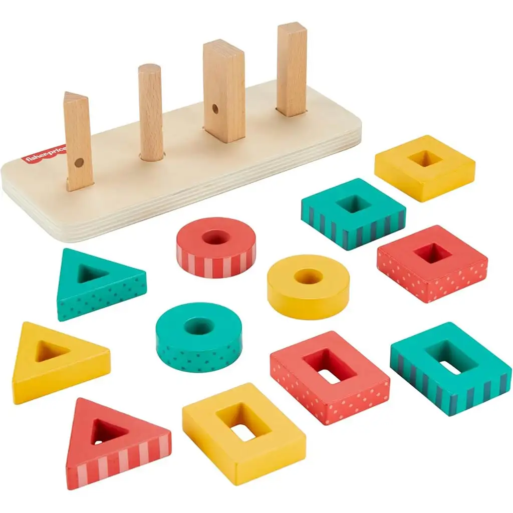 Fisher-Price: Дървена форма за подреждане развиваща игра - Mattel изображение 3