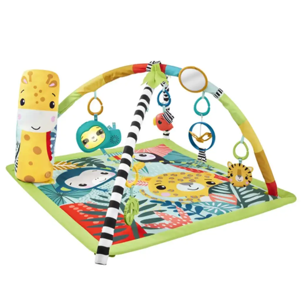 Fisher-Price: Дъждовна гора 3 в 1 играчка с музикален ленивец и възглавничка за корем - Mattel изображение 2