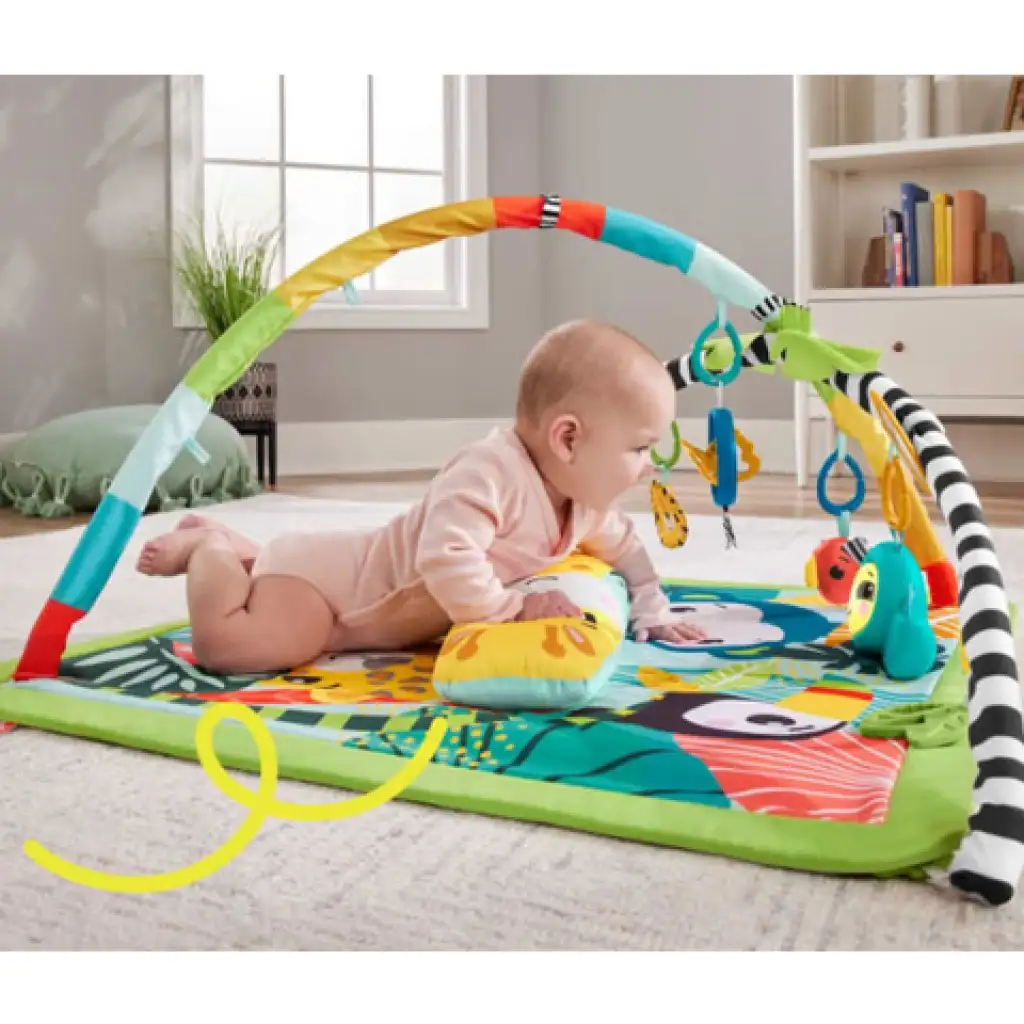 Fisher-Price: Дъждовна гора 3 в 1 играчка с музикален ленивец и възглавничка за корем - Mattel изображение 4
