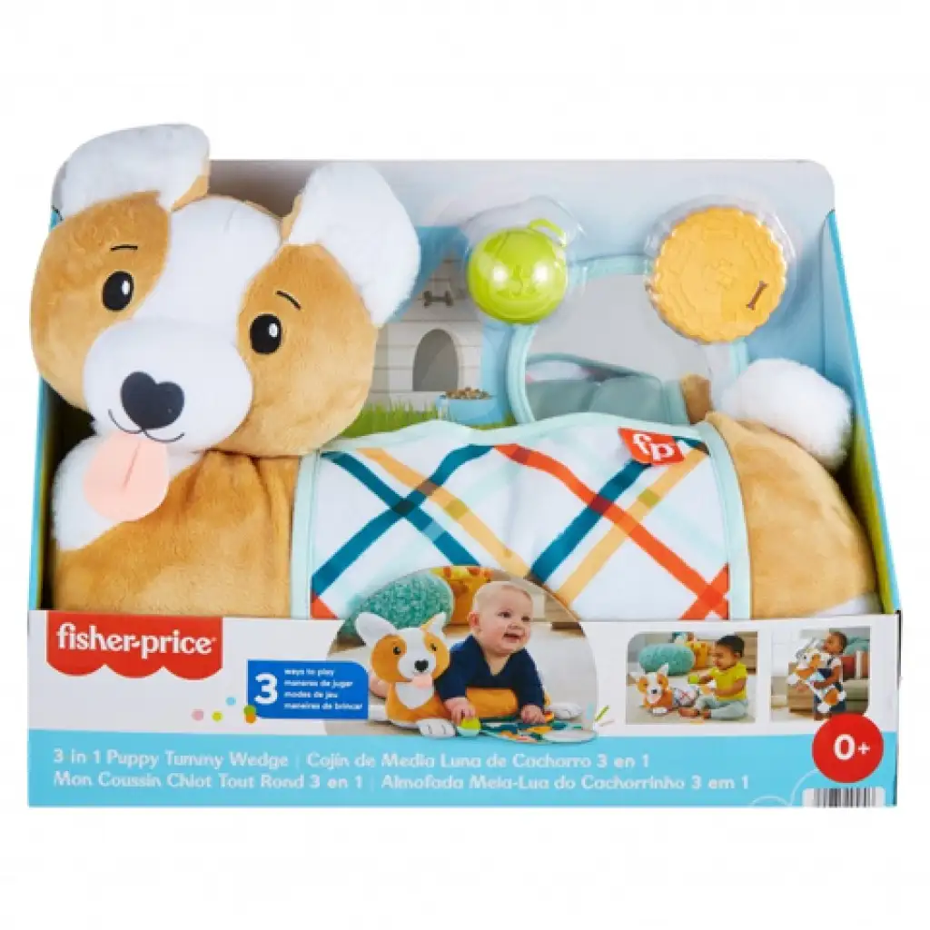 Fisher-Price: Кученце Коргий Нараствай с мен възглавница с дрънкалка, гризалка и огледало - Mattel изображение 1