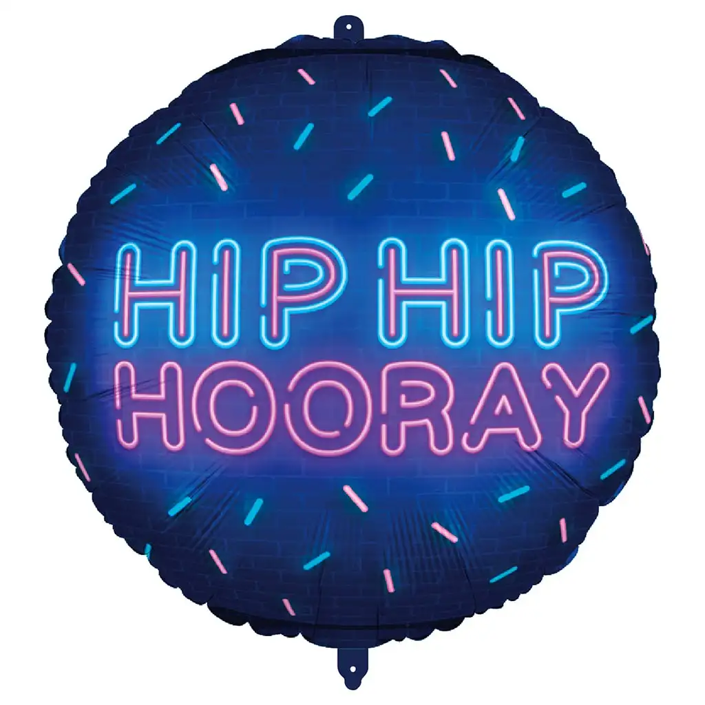 Фолиен балон – „HIP HIP HOORAY” неонов надпис 46см изображение 1