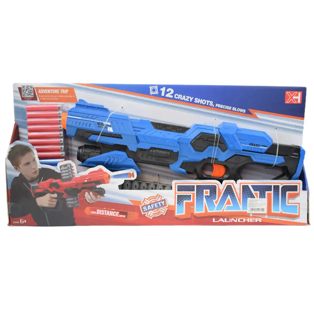 Frantic Launcher: Пистолет за стрелба с гъби с обхват на стрелба 10 метра и патрони 49см изображение 6