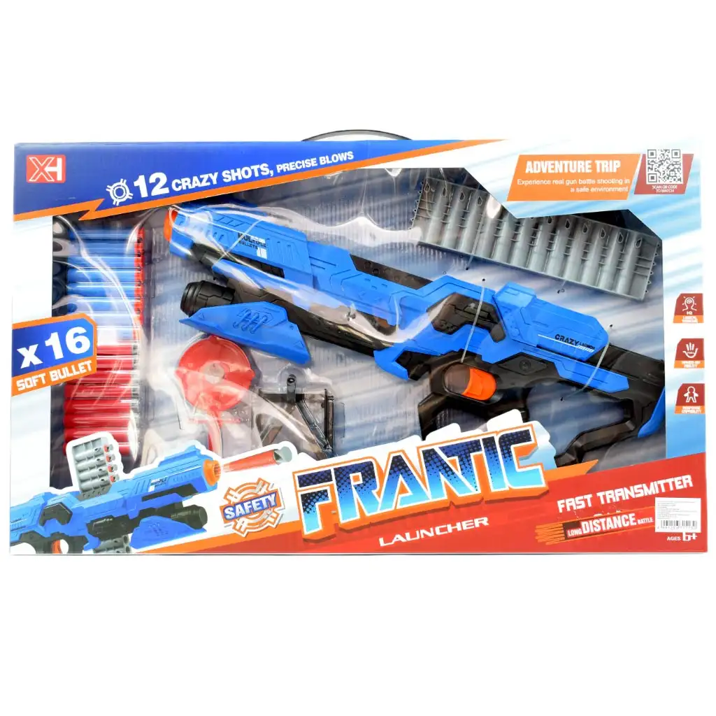 Frantic Launcher: Ръчно изстрелващо оръжие с мишена и патрони 49см изображение 8