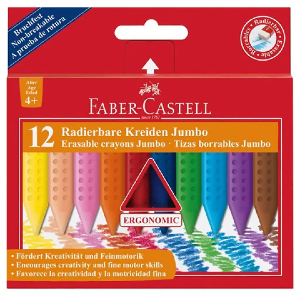 Гумируеми Jumbo восъчни пастели 12бр. комплект - Faber-Castell изображение 1
