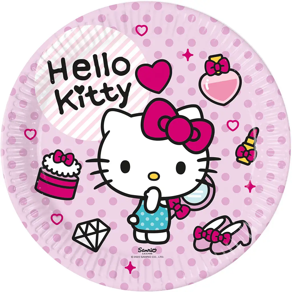 Hello Kitty комплект от 8 хартиени чинии с диаметър 23 см изображение 1