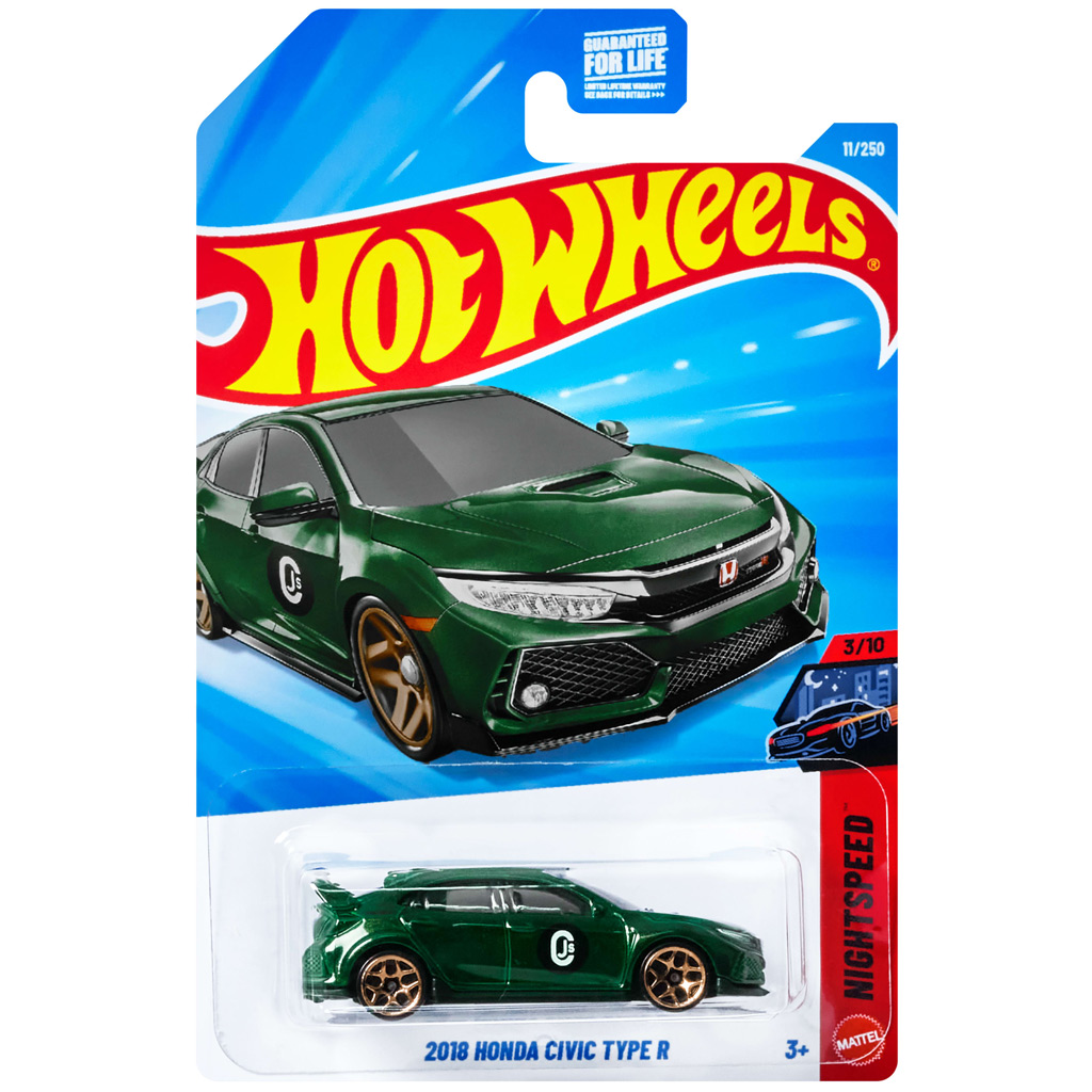 Hot Wheels: 2018 Honda Civic Type R зелено количка 1/64 – Mattel изображение 1