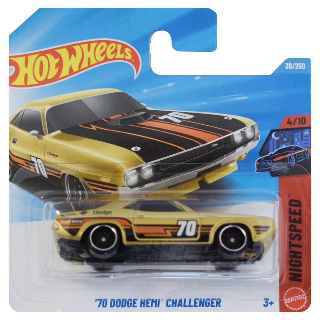 Hot Wheels: '70 Dodge HEMI Challenger златисто жълто количка 1/64 - Mattel изображение 1