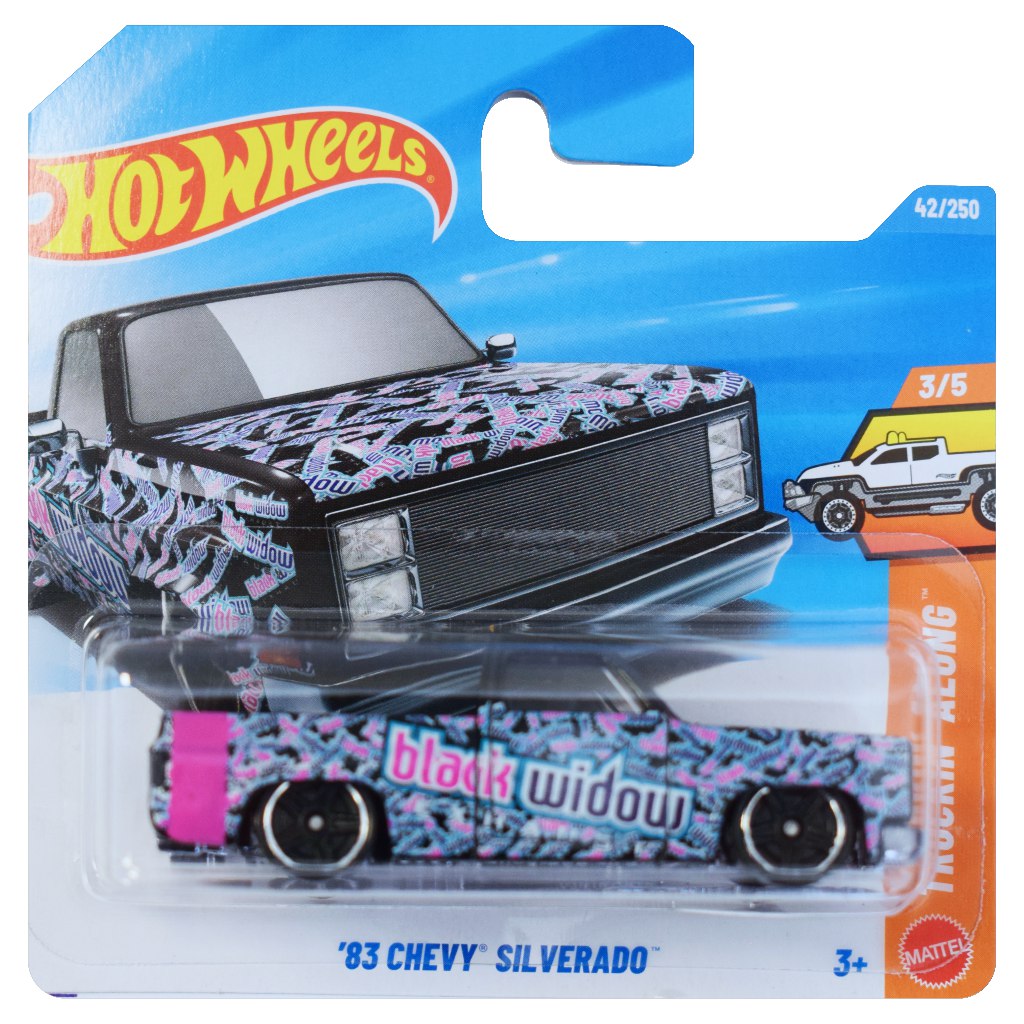 Hot Wheels: '83 Chevy Silverado черна вдовица количка 1/64 - Mattel изображение 1