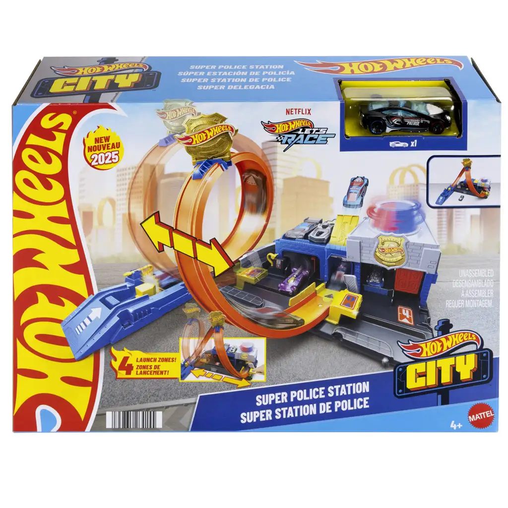Hot Wheels City: Супер полицейски участък с количка - Mattel изображение 1