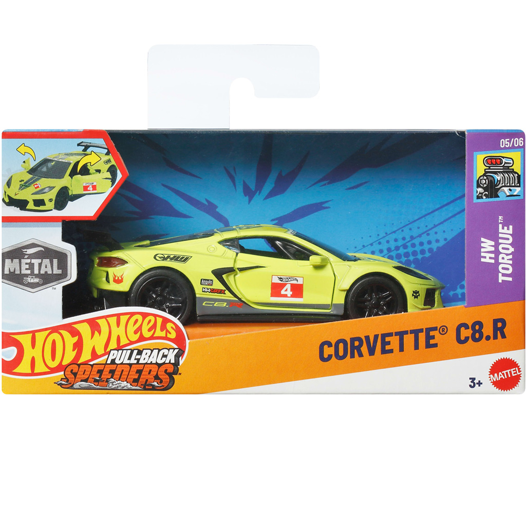 Hot Wheels: Corvette C8.R навиваща се количка 1/43 - Mattel изображение 1