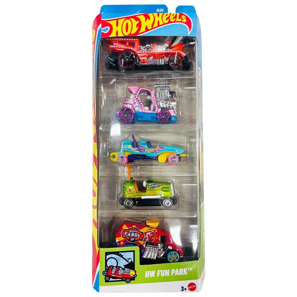 Hot Wheels: Fun Park комплект от 5 малки автомобила 1/64 – Mattel изображение 1