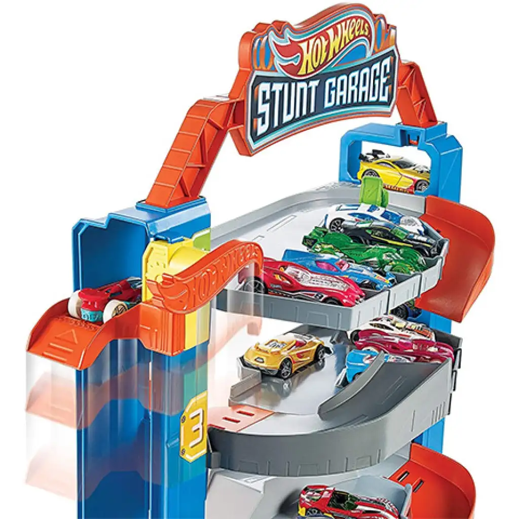 Hot Wheels Каскадерски гараж с писта и количка - Mattel изображение 3
