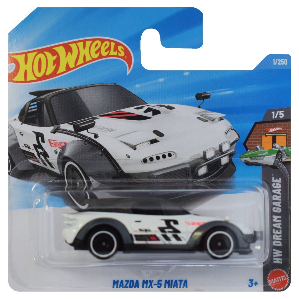 Hot Wheels: Mazda MX-5 Miata бял автомобил 1/64 - Mattel изображение 1