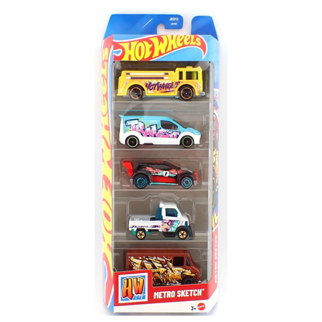 Hot Wheels Metro Sketch комплект от 5 малки автомобила 1/64 – Mattel изображение 1