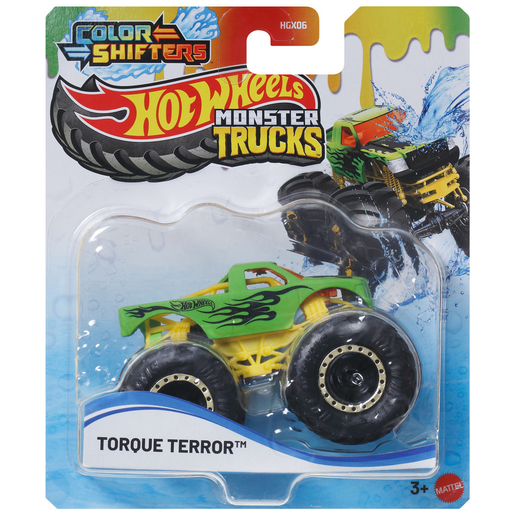 Hot Wheels Monster Truck: Torque Terror цветен сменящ се автомобил 1/64 - Mattel изображение 1