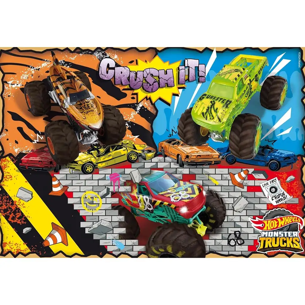 Hot Wheels Monster trucks 2 x 60бр. макси подови пъзели 50x35см - Lisciani изображение 2