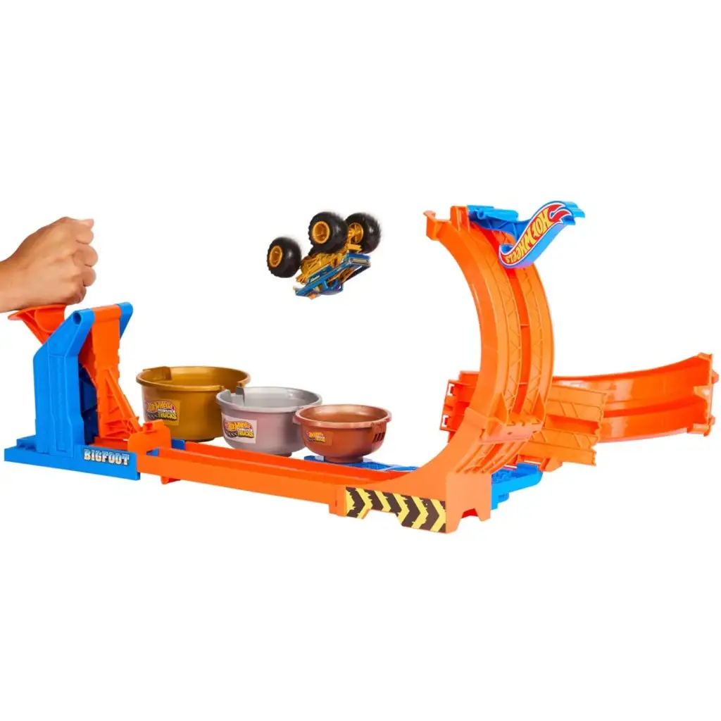 Hot Wheels Monster Trucks: 50. годишнина Bigfoot хипер писта - Mattel изображение 3