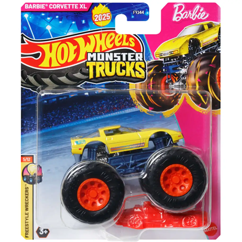 Hot Wheels Monster Trucks: Barbie Corvette XL количка 1/64 - Mattel изображение 1