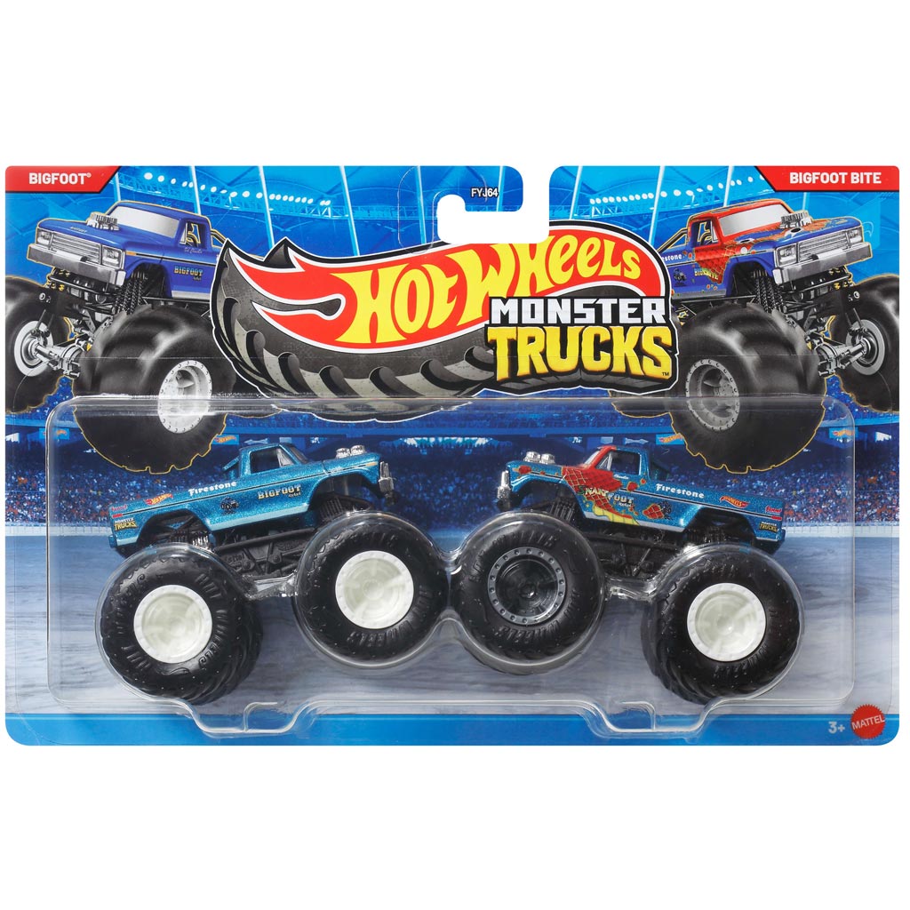 Hot Wheels Monster Trucks: Bigfoot срещу Bigfoot Bite комплект от 2 малки автомобила 1/64 - Mattel изображение 1