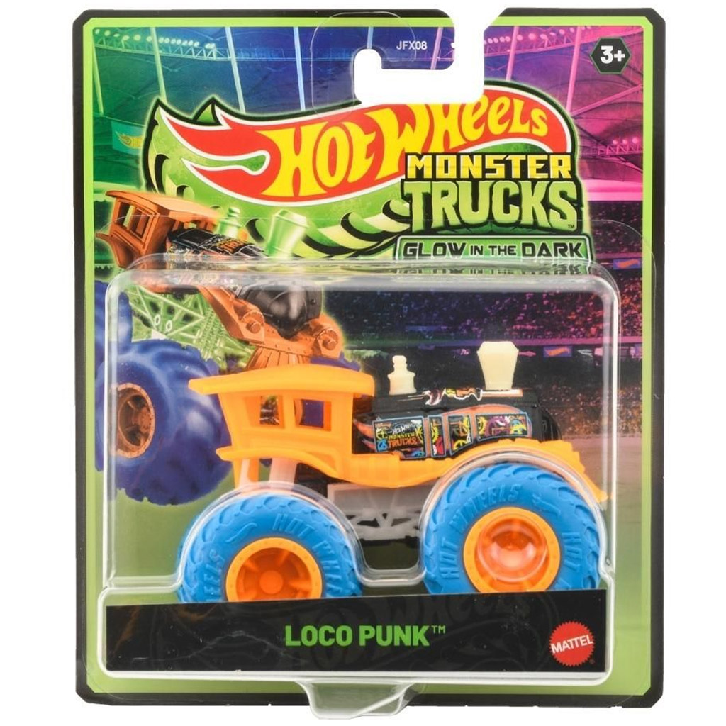 Hot Wheels Monster Trucks Loco Punk светещ автомобил 1/64 - Mattel изображение 1