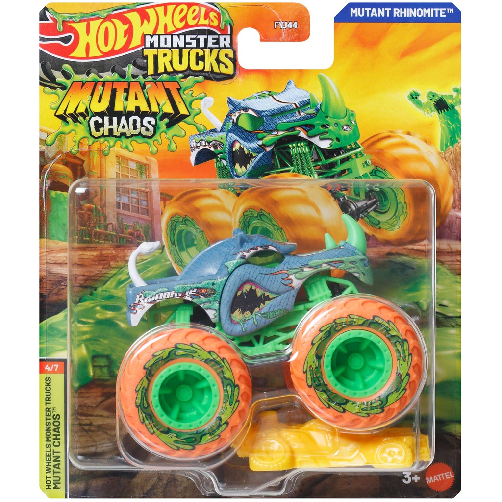 Hot Wheels Monster Trucks: Мутантски хаос Риномит чудовищен автомобил 1/64 - Mattel изображение 1