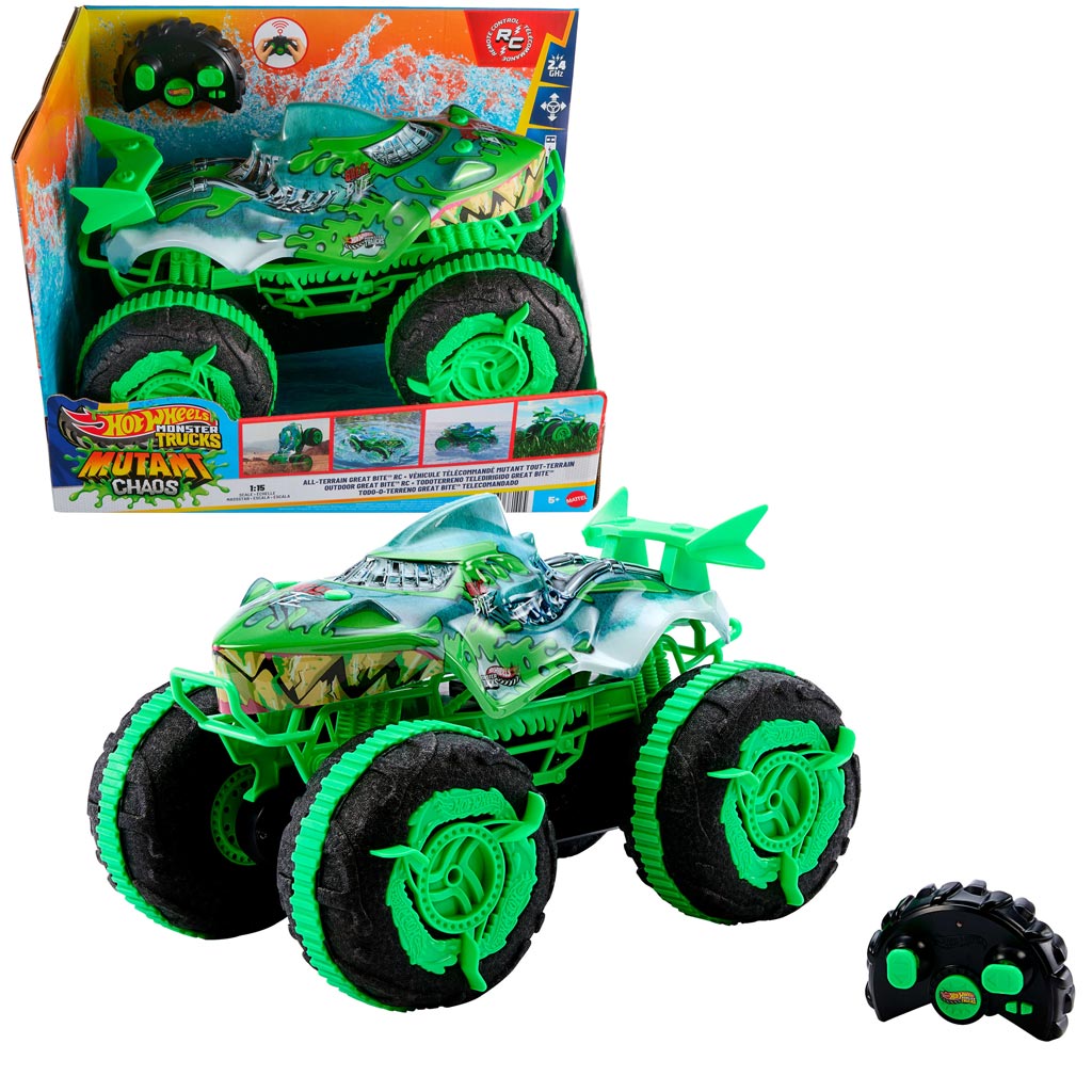 Hot Wheels Monster Trucks Радиоуправляем Амфибия Great Bite 1/15 - Mattel изображение 2