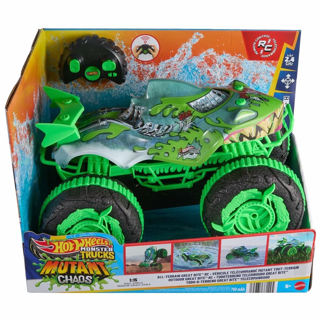 Hot Wheels Monster Trucks Радиоуправляем Амфибия Great Bite 1/15 - Mattel изображение 1