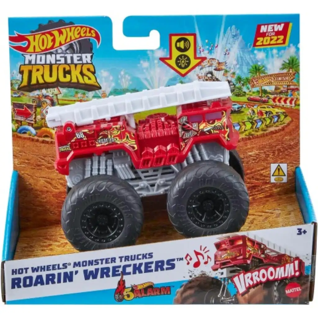 Hot Wheels Monster Trucks: Roarin' Wreckers малка кола с светлинни и звукови ефекти 1/43 - Mattel изображение 1