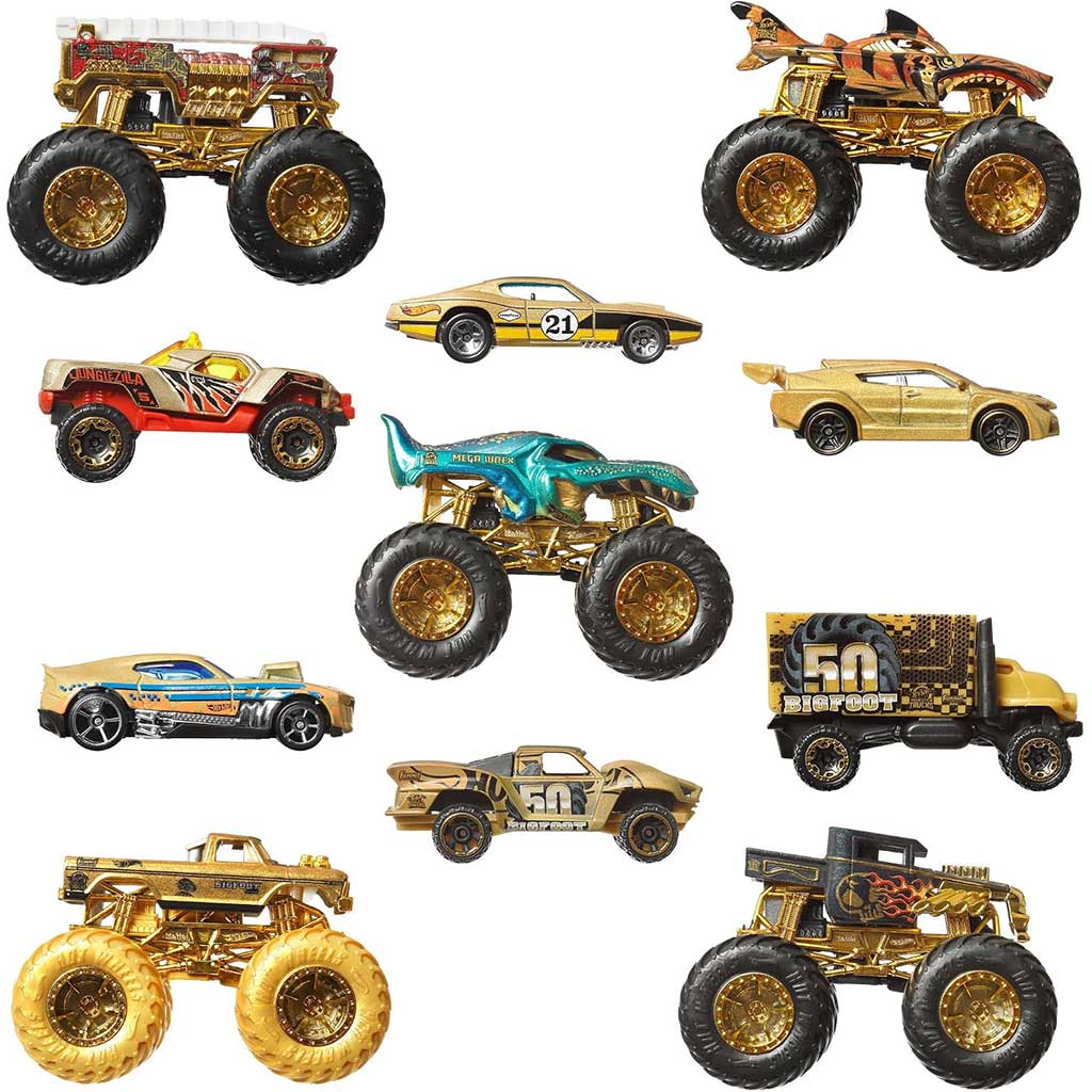 Hot Wheels Monster Trucks: Шампион малки автомобили мултипак 11бр - Mattel изображение 3