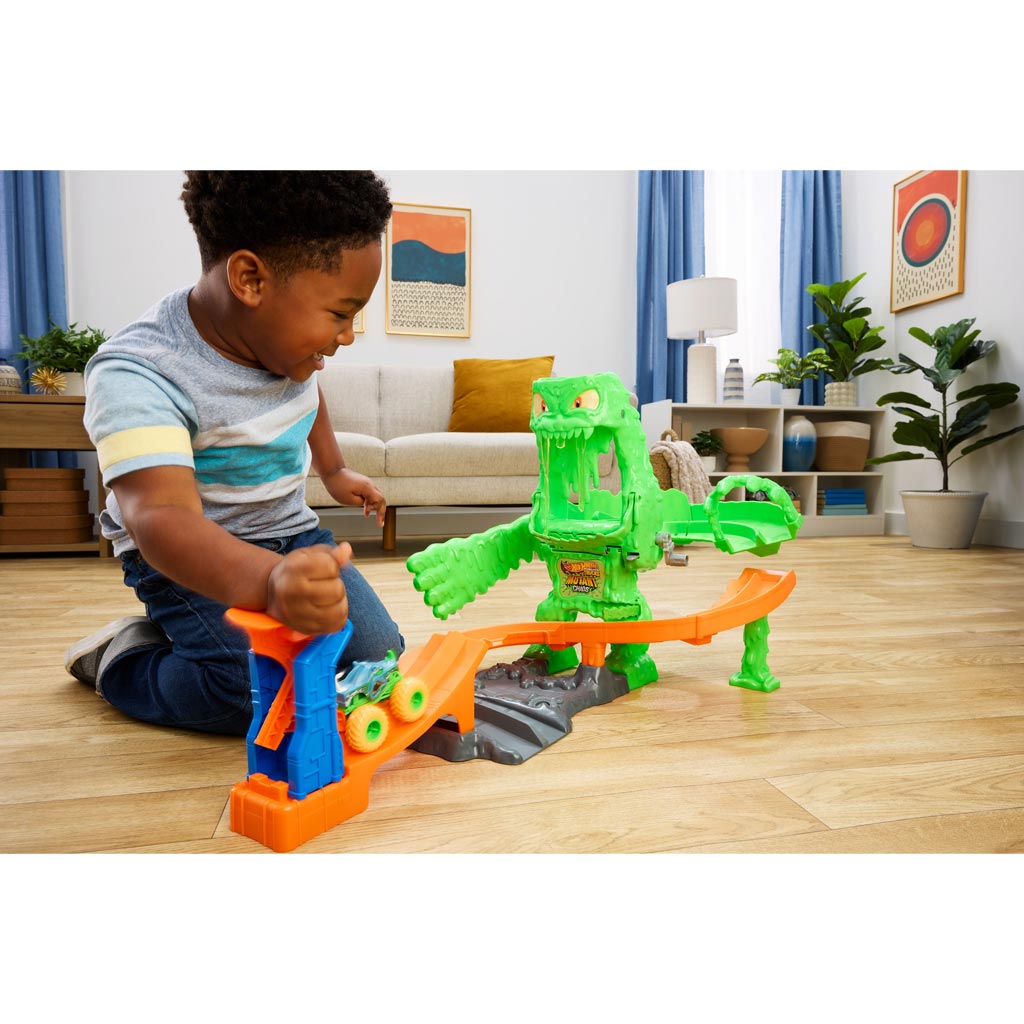 Hot Wheels Monster Trucks Слизест звяр Хаос Писта - Mattel изображение 2