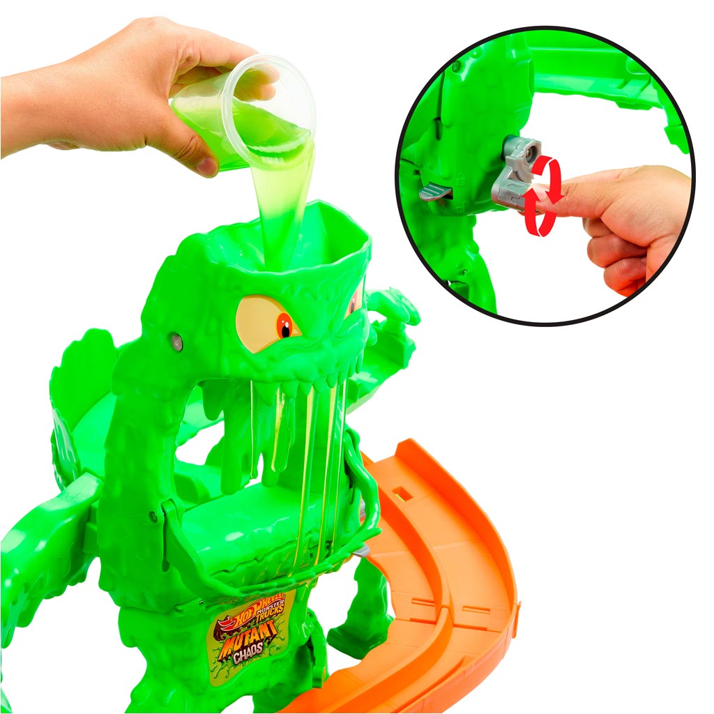 Hot Wheels Monster Trucks Слизест звяр Хаос Писта - Mattel изображение 3
