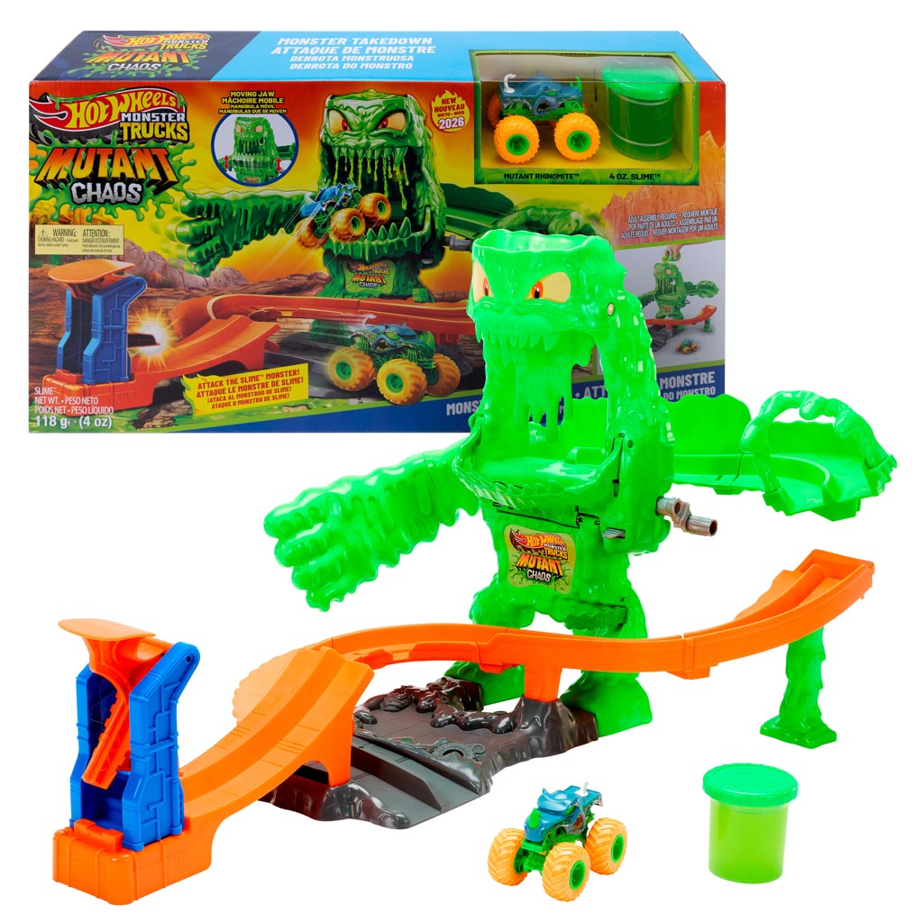 Hot Wheels Monster Trucks Слизест звяр Хаос Писта - Mattel изображение 1