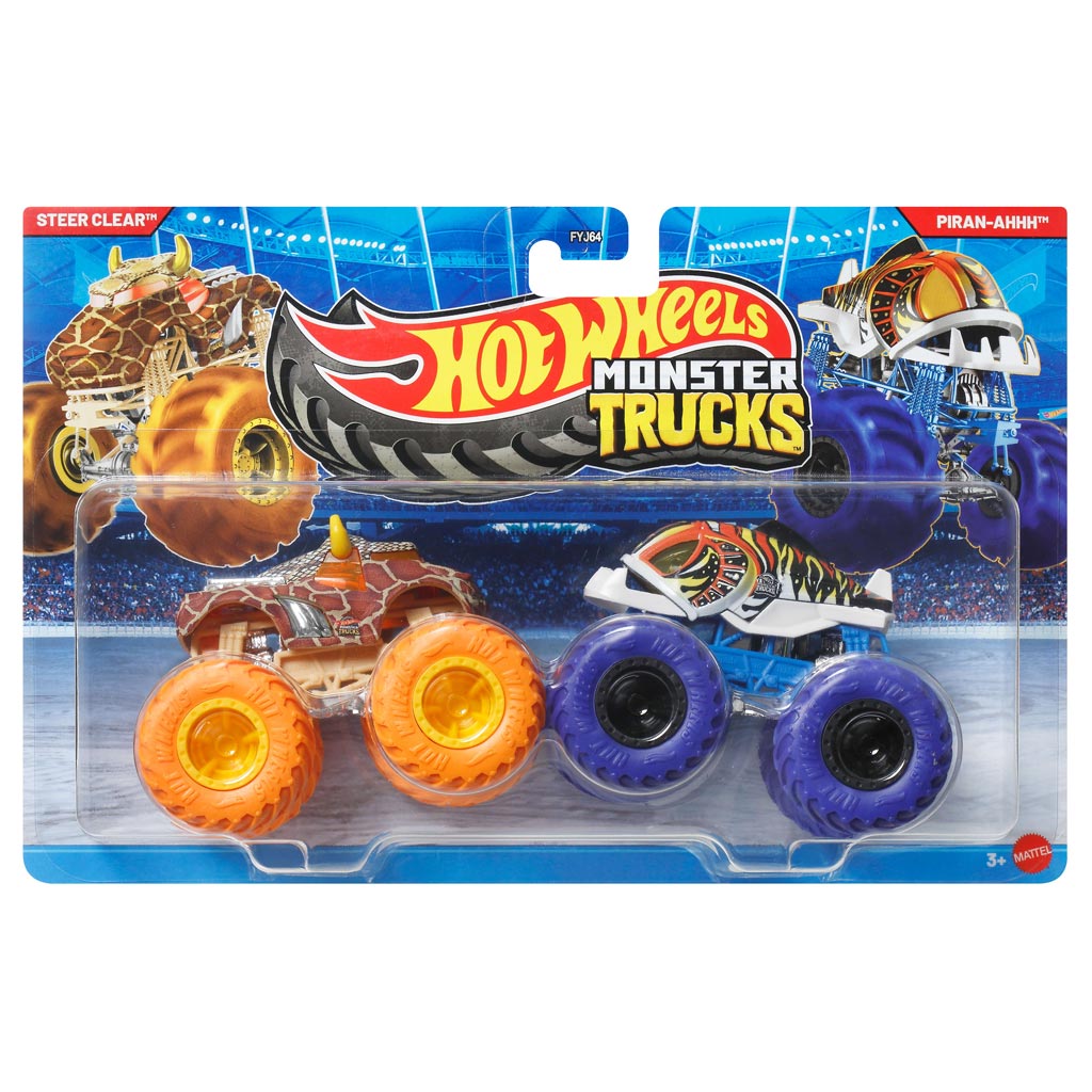Hot Wheels Monster Trucks: Steer Clear срещу Piran-Ahhh малка кола 2бр. пакет 1/64 - Mattel изображение 1