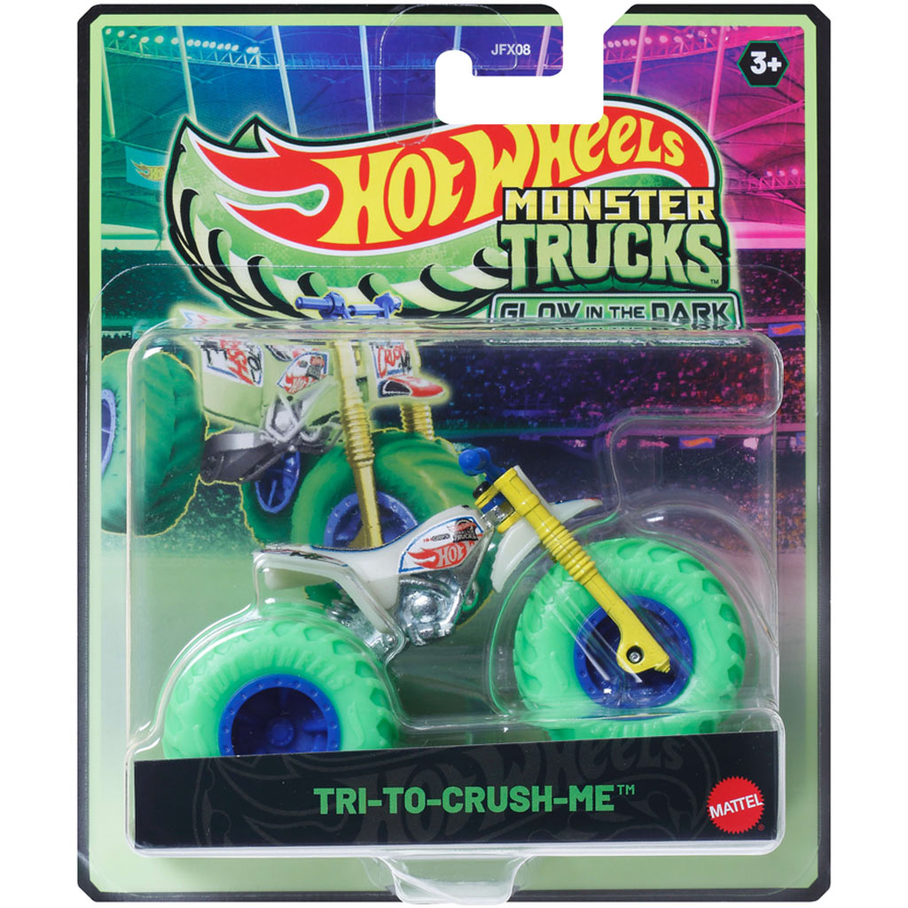 Hot Wheels Monster Trucks: Try-To-Crush-Me светещ в тъмното количка 1/64 - Mattel изображение 1