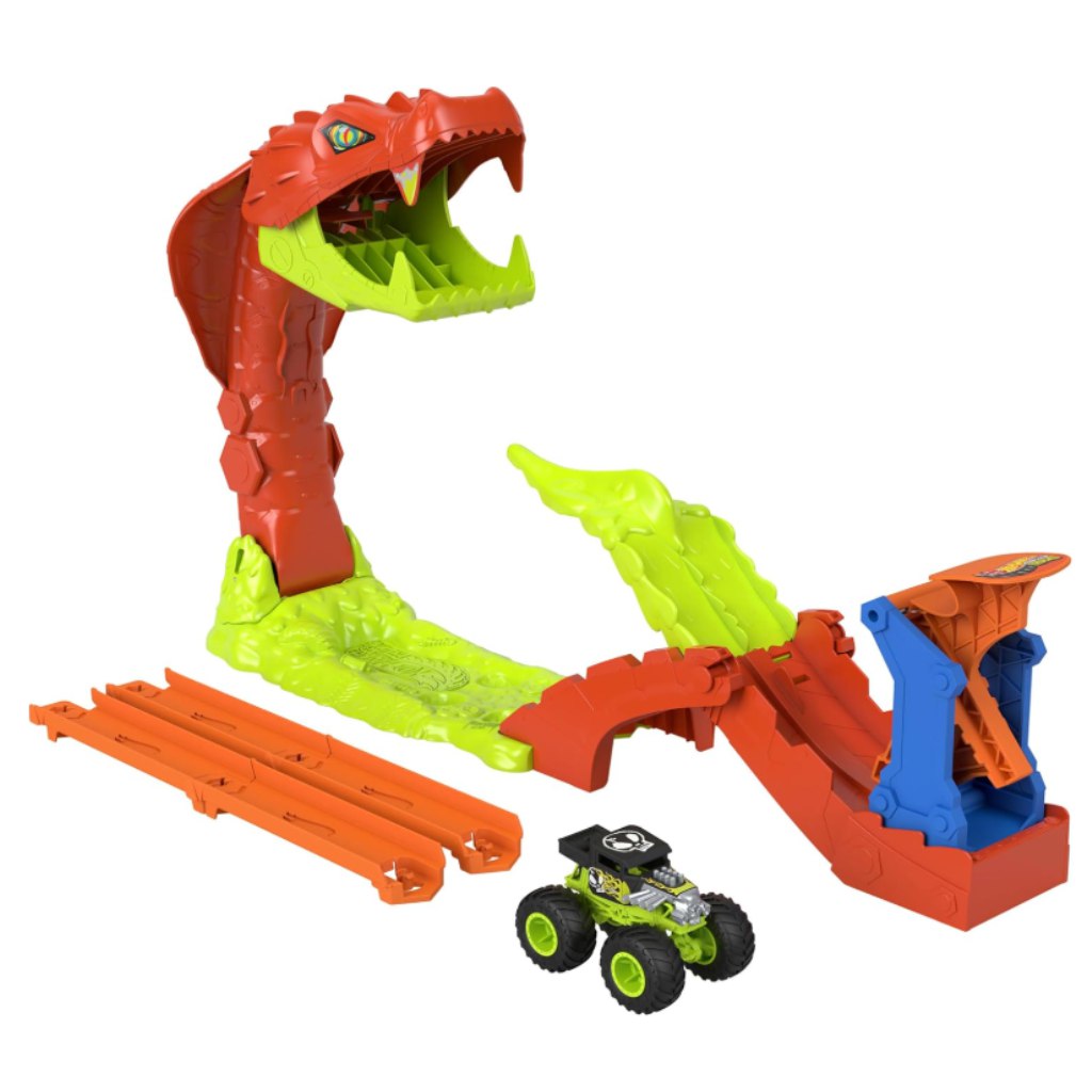 Hot Wheels Monster Trucks: Ухапване от змия писта - Mattel изображение 2