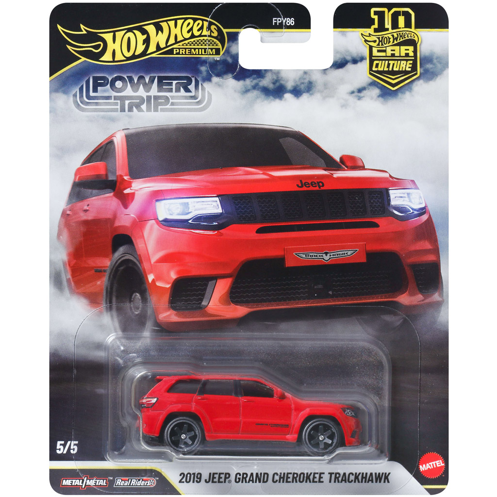 Hot Wheels Premium: Cool-тура 2019 Jeep Grand Cherokee Trackhawk малка кола 1/64 - Mattel изображение 1