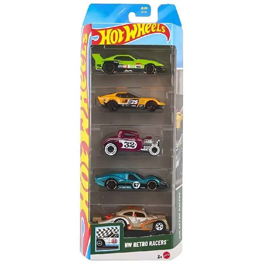 Hot Wheels: Retro Racers комплект от 5 малки автомобила 1/64 - Mattel изображение 1