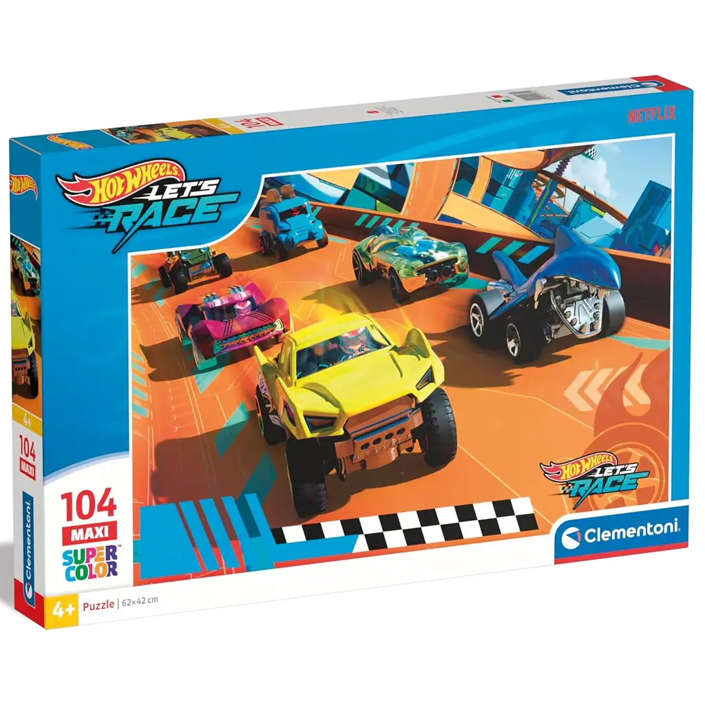 Hot Wheels състезание напред 104 части макси супер цветно пъзел - Clementoni изображение 1